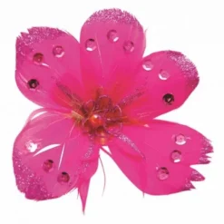 Fleurs Plumes Avec Paillettes Sur Pince X 4 Pi Ces