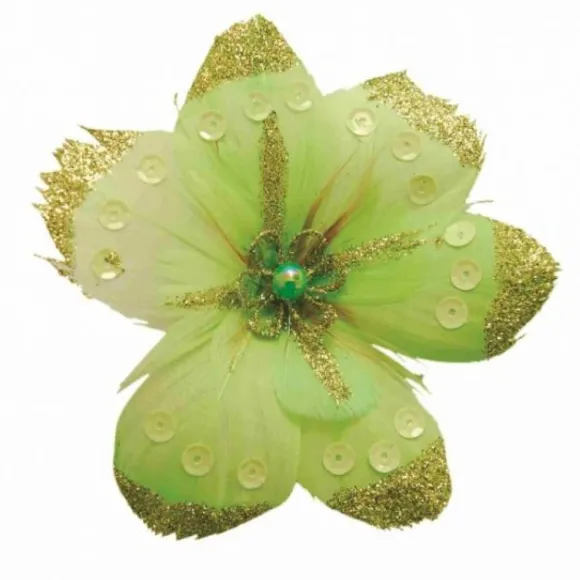 Fleurs Plumes Avec Paillettes Sur Pince X 4 Pi Ces