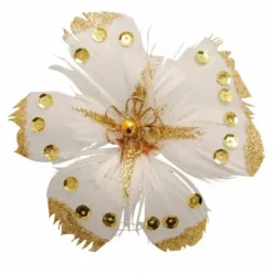 Fleurs Plumes Avec Paillettes Sur Pince X 4 Pi Ces