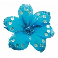 Fleurs Plumes Avec Paillettes Sur Pince X 4 Pi Ces
