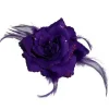 Fleurs Plumes Avec Paillettes Sur Pince Violet X 4 Pi Ces