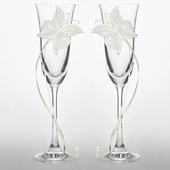 Flute A Champagne Mariage Papillon X 2 Pi Ces