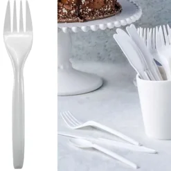 Fourchettes Plastique R Utilisable Blanc X 100 Pi Ces