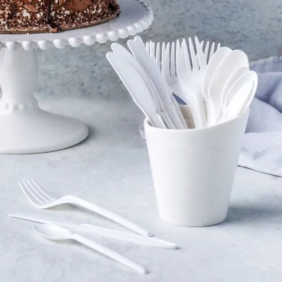 Fourchettes Plastique R Utilisable Blanc X 100 Pi Ces