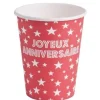 Gobelet Carton Joyeux Anniversaire Rouge X 10 Pi Ces