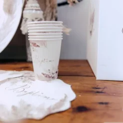 Gobelet En Carton Bapt Me Pampas Fleur De Coton X 8 Pi Ces