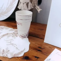 Gobelet En Carton Bapt Me Pampas Fleur De Coton X 8 Pi Ces