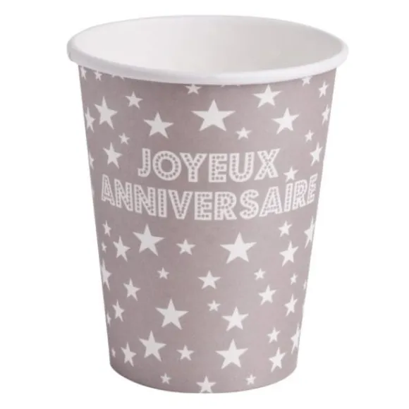 Gobelet En Carton Joyeux Anniversaire Taupe X 10 Pi Ces