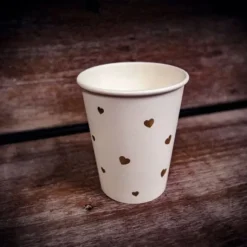 Gobelet En Carton Petits Coeurs Blanc Et Or X 8 Pi Ces