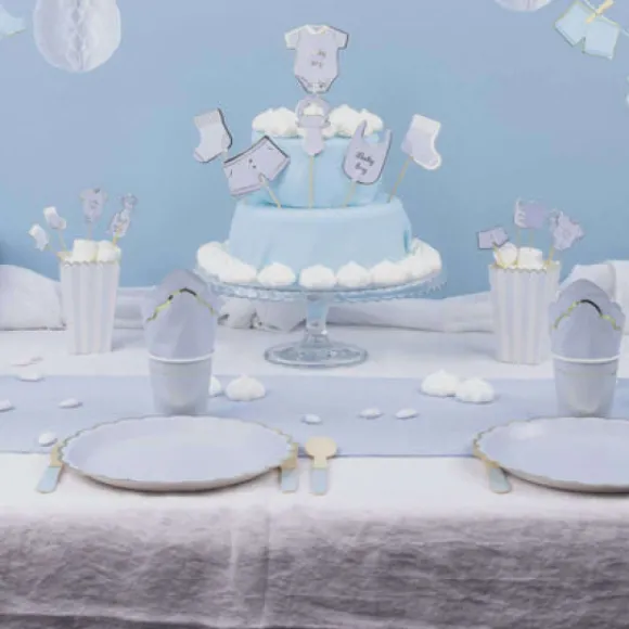 Gobelet Festonn S 200 Ml Bleu Pastel Et Or X 8 Pi Ces