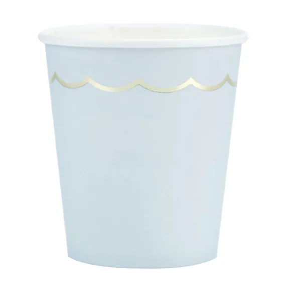 Gobelet Festonn S 200 Ml Bleu Pastel Et Or X 8 Pi Ces