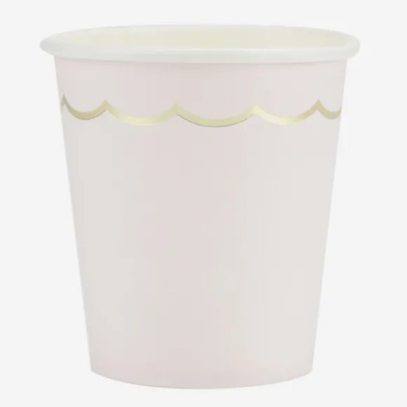 Gobelet Festonn S 200 Ml Rose Pastel Et Or X 8 Pi Ces