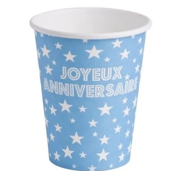 Gobelet Jetable En Carton Joyeux Anniversaire Turquoise X 10 Pi Ces
