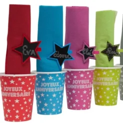 Gobelet Jetable En Carton Joyeux Anniversaire Turquoise X 10 Pi Ces