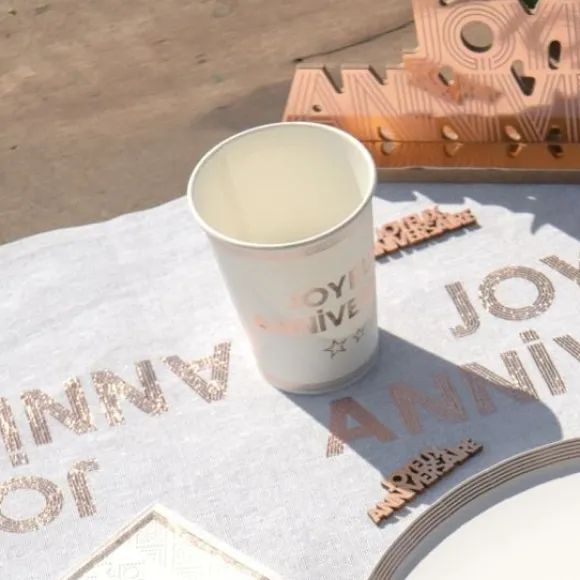 Gobelets En Carton Joyeux Anniversaire Rose Gold 27 Cl X10 Pi Ces