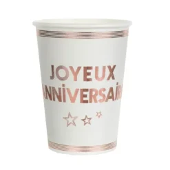 Gobelets En Carton Joyeux Anniversaire Rose Gold 27 Cl X10 Pi Ces