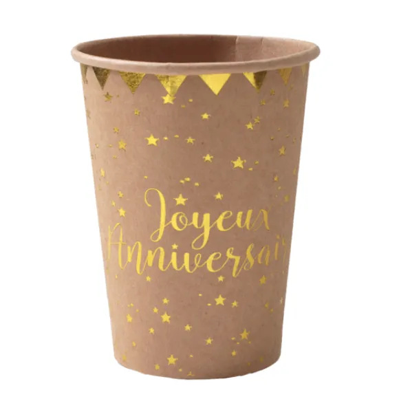 Gobelets En Carton Joyeux Anniversaire Kraft 27Cl X10 Pi Ces
