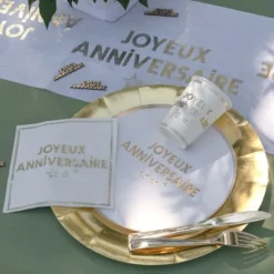 Gobelets En Carton Joyeux Anniversaire Or 27 Cl X10 Pi Ces