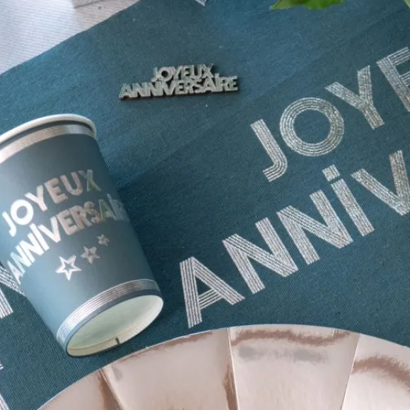 Gobelets En Carton Joyeux Anniversaire Bleu Canard 27 Cl X10 Pi Ces