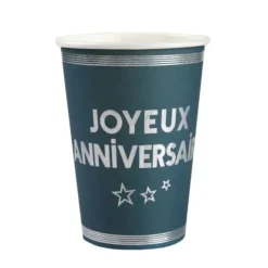 Gobelets En Carton Joyeux Anniversaire Bleu Canard 27 Cl X10 Pi Ces