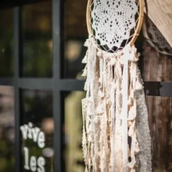 Grand Attrape Reve Dentelle Pompon Ivoire