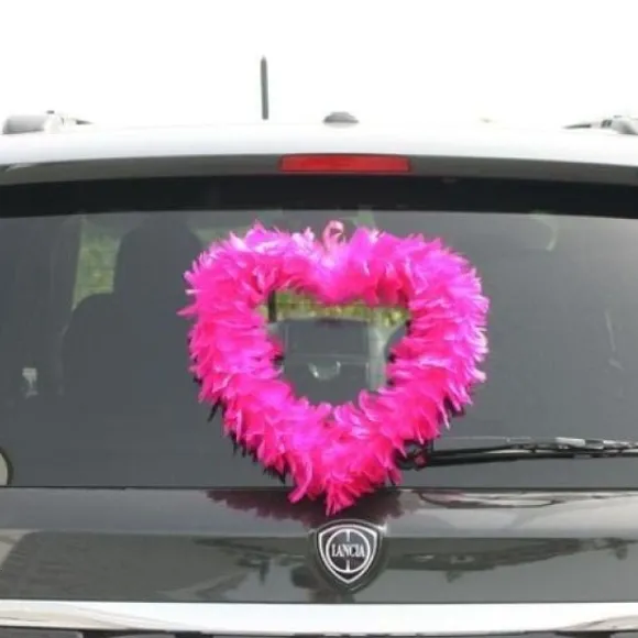 Grand Coeur En Plume Fuchsia
