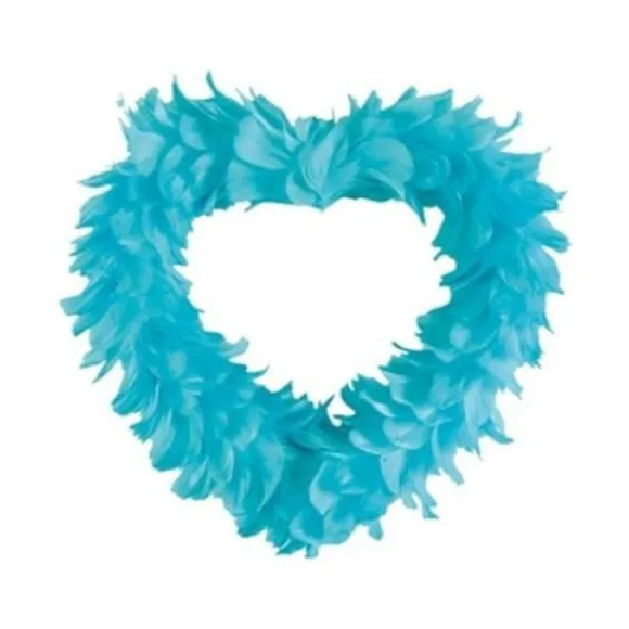 Grand Coeur En Plume Turquoise