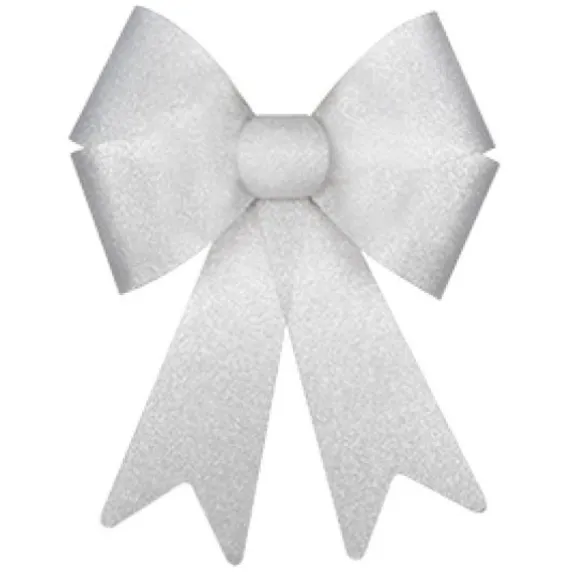 Grand Noeud Paillet De Noel Blanc 50Cm