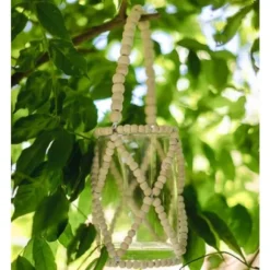 Grand Photophore En Perle Bois 25Cm