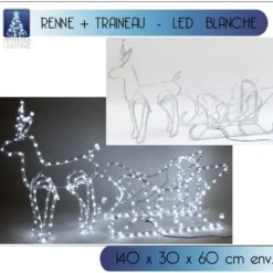 Grand Renne Lumineux Avec Son Traineau 336Led