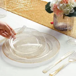 Grande Assiette Plastique Paillet E Or X 10 Pi Ces