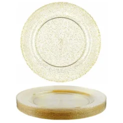 Grande Assiette Plastique Paillet E Or X 10 Pi Ces