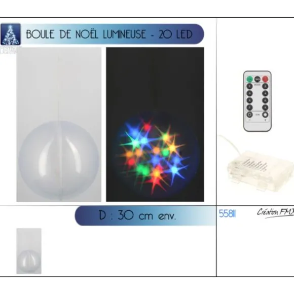 Grande Boule De Noel Lumineuse Multicolore Avec Telecommande