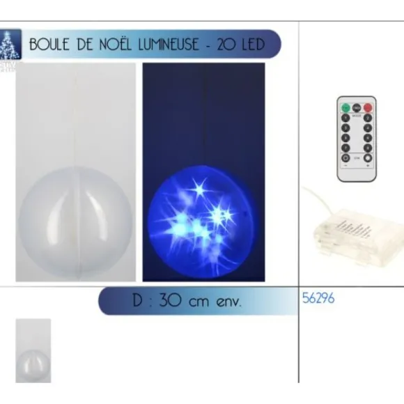 Grande Boule De Noel Lumineuse Bleu Avec Telecommande