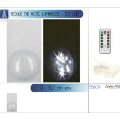 Grande Boule De Noel Lumineuse Blanche Avec Telecommande