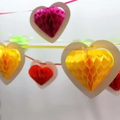 Guirlande 10 Coeurs Jaune Sur Ruban 4 M Tres