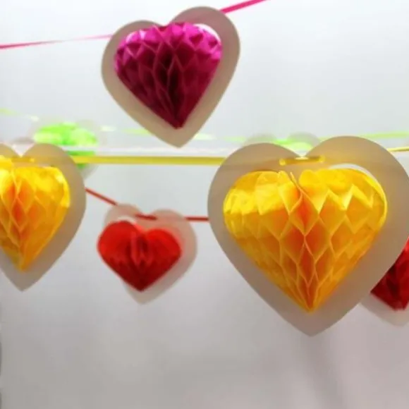 Guirlande 10 Coeurs Jaune Sur Ruban 4 M Tres