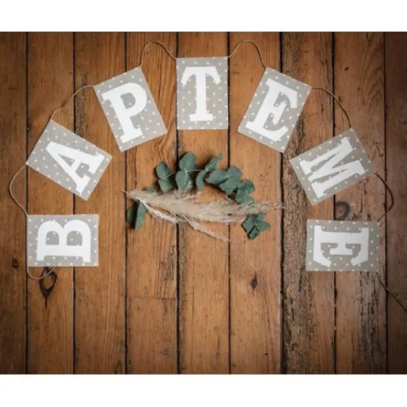 Guirlande Bapt Me Lin Et Blanc