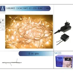 Guirlande Clignotante & Electrique 120 Led Blanc Chaud