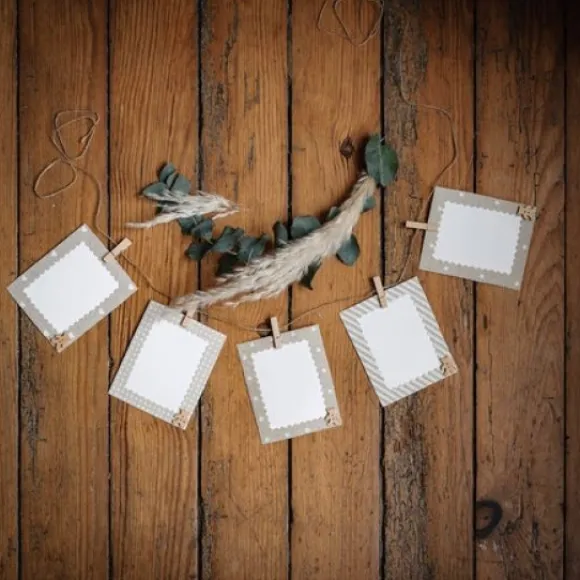 Guirlande De D Coration 5 Cartes Lin Et Blanc