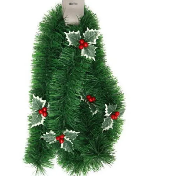 Guirlande De Noel Feuilles Vertes Avec Baies Rouge