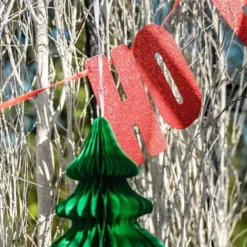 Guirlande De Noel Hohoho Paillet Rouge