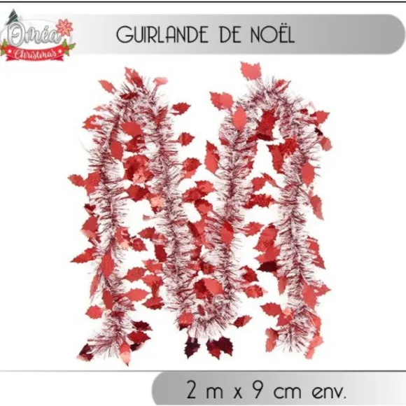 Guirlande De Noel Houx Blanc Et Rouge