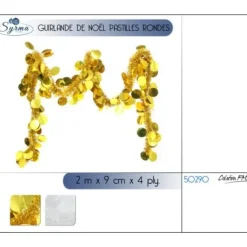Guirlande De Noel Pastille Ronde Or / Blanc
