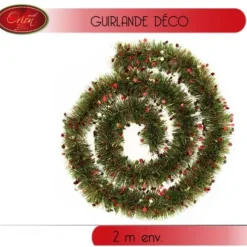 Guirlande De Noel Vert Nature Avec Etoile Rouge