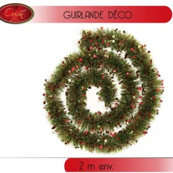 Guirlande De Noel Vert Nature Avec Etoile Rouge