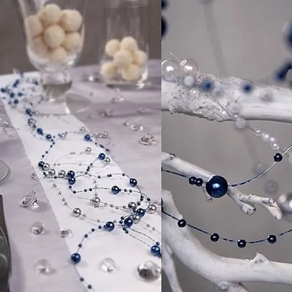 Guirlande De Perle Decorative Bleu Marine