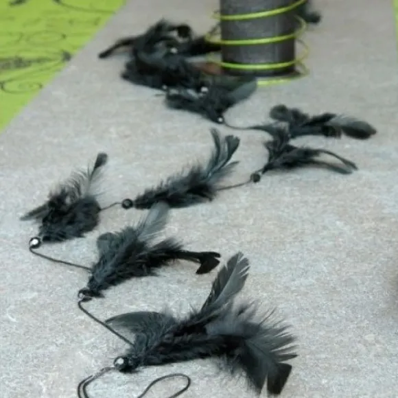 Guirlande De Plume Mariage Noir Avec Perle
