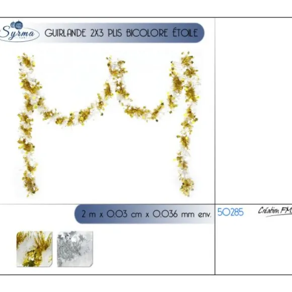 Guirlande De Sapin De Noel Etoile Blanc Or