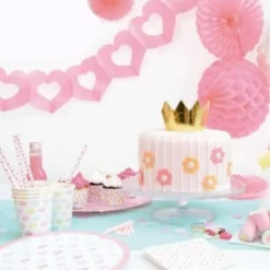 Guirlande En Papier Avec Coeur Rose